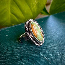 Load image into Gallery viewer, Simple Turquoise Solitaire Ring, Handmade by Autopilot Empires. Adjustable Size.