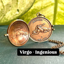 Load image into Gallery viewer, MADE TO ORDER CUSTOM LOCKET - Choose Two Zodiac Signs. ARIES, TAURUS, GEMINI, CANCER, LEO, VIRGO, LIBRA, SCORPIO, SAGITTARIUS, CAPRICORN, AQUARIUS, PISCES.