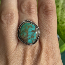 Load image into Gallery viewer, Simple Vintage Turquoise Ring in Sterling Silver, Size 7.