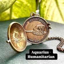 Load image into Gallery viewer, MADE TO ORDER CUSTOM LOCKET - Choose Two Zodiac Signs. ARIES, TAURUS, GEMINI, CANCER, LEO, VIRGO, LIBRA, SCORPIO, SAGITTARIUS, CAPRICORN, AQUARIUS, PISCES.