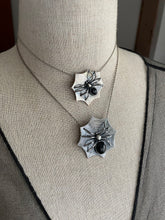 Load image into Gallery viewer, *Available at Artifact: Creative Recycle* 3D Spider Pendant in Sterling Silver with Onyx Cabochon
