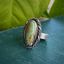 Load image into Gallery viewer, Simple Turquoise Solitaire Ring, Handmade by Autopilot Empires. Adjustable Size.