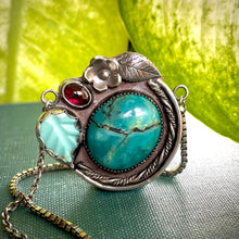 Load image into Gallery viewer, Turquoise and Garnet Statement Necklace with Secret Message