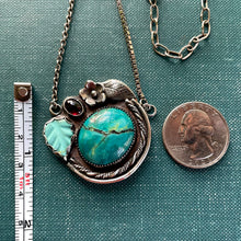 Load image into Gallery viewer, Turquoise and Garnet Statement Necklace with Secret Message
