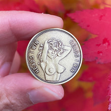 Load image into Gallery viewer, READY TO SHIP Peep Show Token Pin made from Vintage Peep Show Tokens