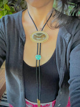 Load image into Gallery viewer, Epic Picture Jasper and Turquoise Double Slide Bolo Tie