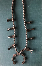 Load image into Gallery viewer, Vintage Native American Squash Blossom Turquoise Necklace