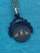 Load image into Gallery viewer, SECRET MESSAGE Antique Masons Masonic Hidden Spinning Watch Fob Pendant Necklace. Square and Compass. Pentagram.