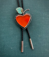 Load image into Gallery viewer, Beautiful Peach Bolo Tie in Carnelian and Turquoise with Sterling Accents