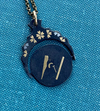 Load image into Gallery viewer, SECRET MESSAGE Antique Masons Masonic Hidden Spinning Watch Fob Pendant Necklace. Square and Compass. Pentagram.