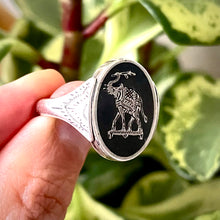 Load image into Gallery viewer, Amazing Reversible Elephant / Mermaid Vintage Thai Siam Niello Ring, Size 9.25