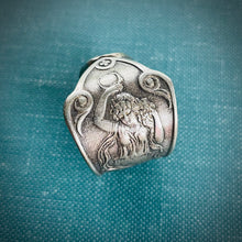 Load image into Gallery viewer, Amazing Dancing Tambourine Woman Large Wide Spoon Ring - RARE