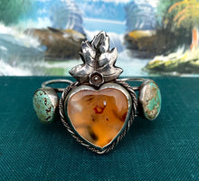 Load image into Gallery viewer, Sacred Peach Cuff Bracelet in Sterling, Copper. Agate and Turquoise.