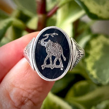 Load image into Gallery viewer, Amazing Reversible Elephant / Mermaid Vintage Thai Siam Niello Ring, Size 9.25