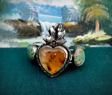 Load image into Gallery viewer, Sacred Peach Cuff Bracelet in Sterling, Copper. Agate and Turquoise.