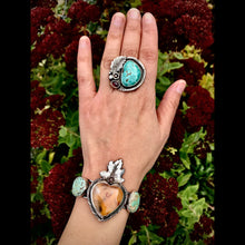 Load image into Gallery viewer, Sacred Peach Cuff Bracelet in Sterling, Copper. Agate and Turquoise.