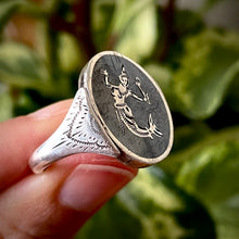 Load image into Gallery viewer, Amazing Reversible Elephant / Mermaid Vintage Thai Siam Niello Ring, Size 9.25