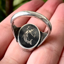 Load image into Gallery viewer, Amazing Reversible Elephant / Mermaid Vintage Thai Siam Niello Ring, Size 9.25