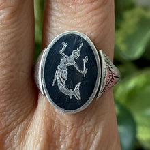 Load image into Gallery viewer, Amazing Reversible Elephant / Mermaid Vintage Thai Siam Niello Ring, Size 9.25