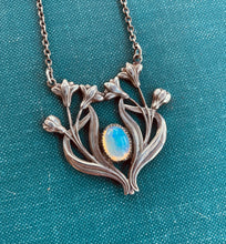 Load image into Gallery viewer, Art Nouveau Necklace in Sterling Silver with Ethiopian Fire Opal