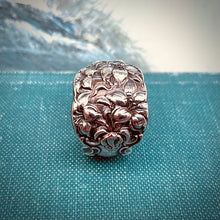 Load image into Gallery viewer, Floral Tiger Lily Spoon Ring w Letter “S” Engraved - One of a Kind
