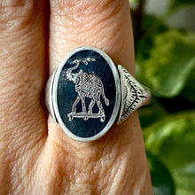 Load image into Gallery viewer, Amazing Reversible Elephant / Mermaid Vintage Thai Siam Niello Ring, Size 9.25