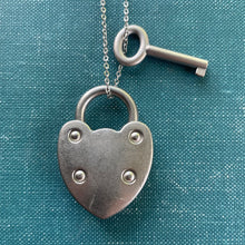 Load image into Gallery viewer, FULL SALE DONATED: Amazing Vintage Working Steel Heart Lock with Key on Silverplate Chain.
