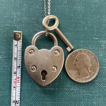 Load image into Gallery viewer, FULL SALE DONATED: Amazing Vintage Working Steel Heart Lock with Key on Silverplate Chain.
