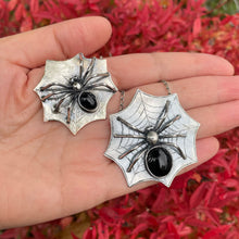 Load image into Gallery viewer, 3D Spider Pendant in Sterling Silver with Onyx Cabochon
