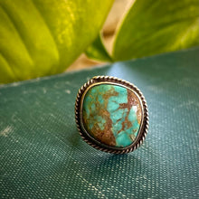 Load image into Gallery viewer, Simple Vintage Turquoise Ring in Sterling Silver, Size 7.
