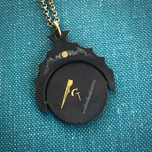 Load image into Gallery viewer, SECRET MESSAGE Antique Masons Masonic Hidden Spinning Watch Fob Pendant Necklace. Square and Compass. Pentagram.
