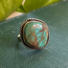 Load image into Gallery viewer, Simple Vintage Turquoise Ring in Sterling Silver, Size 7.
