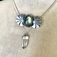 Load image into Gallery viewer, Modifiable Labradorite Pendant Made From Vintage Lost Earring. 100% of Proceeds to the Hussen and Najjar Families 🍉
