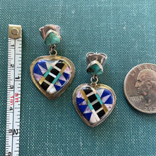 Load image into Gallery viewer, Amazing 1990s Vintage Inlay Heart Earrings
