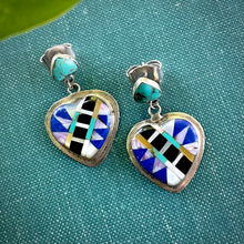 Load image into Gallery viewer, Amazing 1990s Vintage Inlay Heart Earrings
