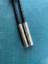 Load image into Gallery viewer, Bolo Tie with 1964 Silver Pop-Out Coin, Turquoise and Handmade Leaves &amp; Flower in Solid Sterling Silver
