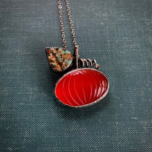 Load image into Gallery viewer, Pumpkin Pendant with Carnelian, Carved Turquoise, Sterling and Copper
