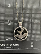 Load image into Gallery viewer, Bat Moon Pendant in Sterling with Black Obsidian
