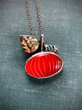 Load image into Gallery viewer, Pumpkin Pendant with Carnelian, Carved Turquoise, Sterling and Copper
