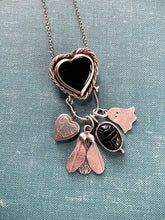 Load image into Gallery viewer, Black Onyx Heart Sterling Silver Charm Holder
