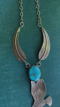 Load and play video in Gallery viewer, Soaring Eagle Vintage Native American Navajo Turquoise and Sterling Silver Necklace
