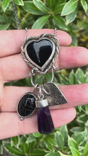 Load and play video in Gallery viewer, Black Onyx Heart Sterling Silver Charm Holder
