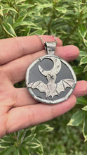 Load and play video in Gallery viewer, Bat Moon Pendant in Sterling with Black Obsidian
