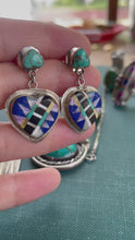 Load and play video in Gallery viewer, Amazing 1990s Vintage Inlay Heart Earrings
