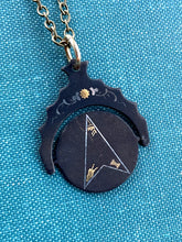 Load image into Gallery viewer, SECRET MESSAGE Antique Masons Masonic Hidden Spinning Watch Fob Pendant Necklace. Square and Compass. Pentagram.
