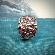 Load image into Gallery viewer, Floral Tiger Lily Spoon Ring w Letter “S” Engraved - One of a Kind
